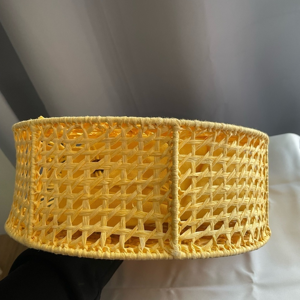 NEW House of Harlow Handwoven Hand Bag Purse Raffia Yellow Gold Vacation Resort - Picture 4 of 13